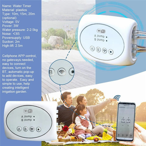 APP Remote Control Potted Plant Smart Watering Device Timer with 15m Water Pipe+20 Emitters