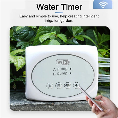 Dual-Pump Remote Water Timer Potted Plant Smart WiFi Watering Device with 20m Water Pipe+30 Emitters