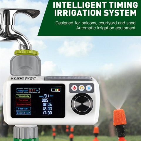 YLIGE Solar Powered Water Irrigation Timer with 10m Hose Automatic Watering Controller, European Standard