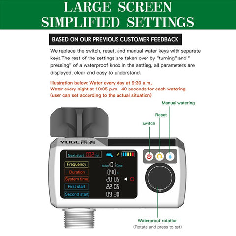 YLIGE Solar Powered Water Irrigation Timer Automatic Watering Controller with Tee Coupler + Hose Kit, European Standard