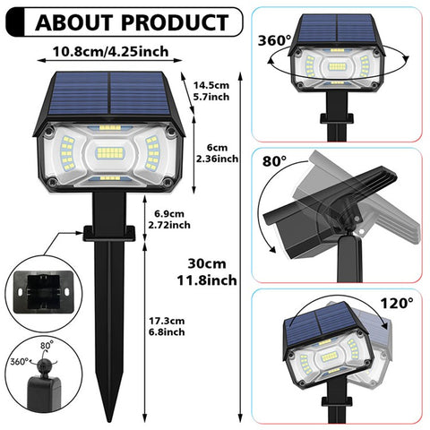 YOUOKLIGHT 2Pcs Outdoor IP65 Waterproof 40-LED 3 Modes Solar Landscape Spotlights for Garden Pathway Yard Driveway Porch