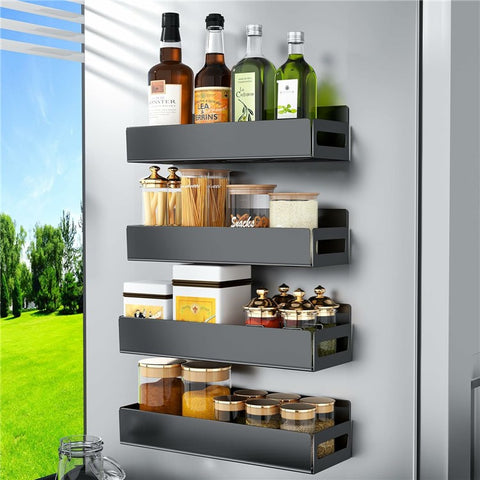 4Pcs / Set Magnetic Spice Storage Rack for Refrigerator and Oven Fridge Organizer Shelf