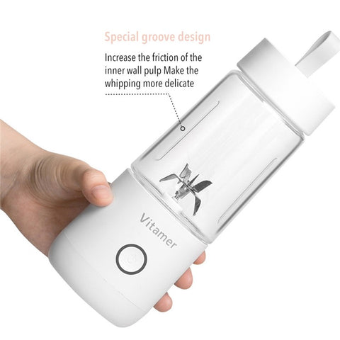 VITAMER 350ml Portable Electric Fruit Juicer USB Rechargeable Smoothie Blender Machine Kitchen Fruit Mixer Cup Juicing Cup