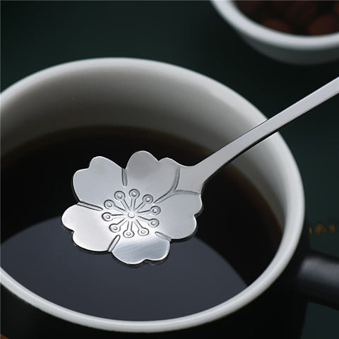 2-Piece Set Mixing Spoon 12.5cm Stainless Steel Sakura Coffee Spoon (without FDA Certificate)