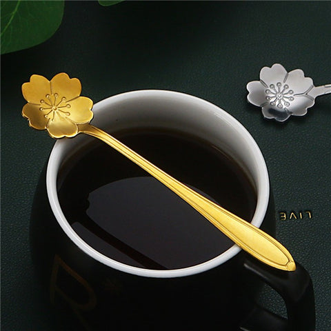2-Piece Set Mixing Spoon 12.5cm Stainless Steel Sakura Coffee Spoon (without FDA Certificate)