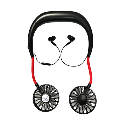 Creative 2-IN-1 Bluetooth-compatible Earphones Hanging Neck Fan