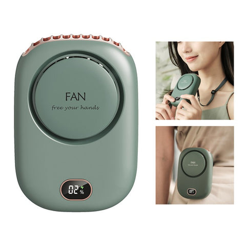 DQ203 Portable Hands-free Neck Hanging Desktop Fan with Digital Display