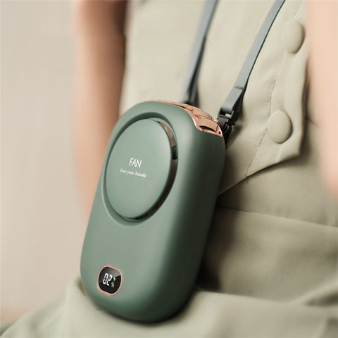 DQ203 Portable Hands-free Neck Hanging Desktop Fan with Digital Display