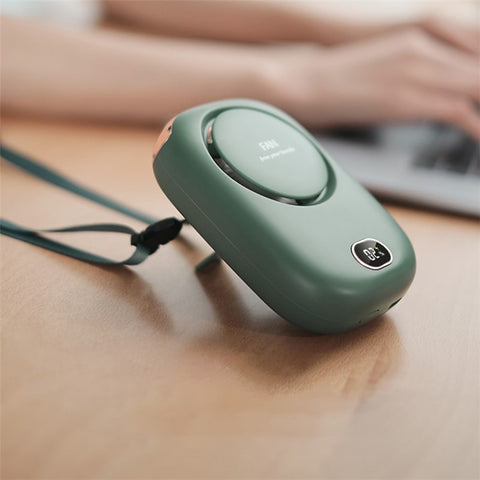 DQ203 Portable Hands-free Neck Hanging Desktop Fan with Digital Display