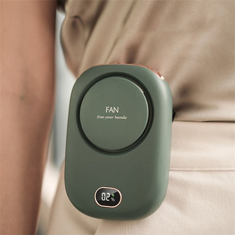 DQ203 Portable Hands-free Neck Hanging Desktop Fan with Digital Display