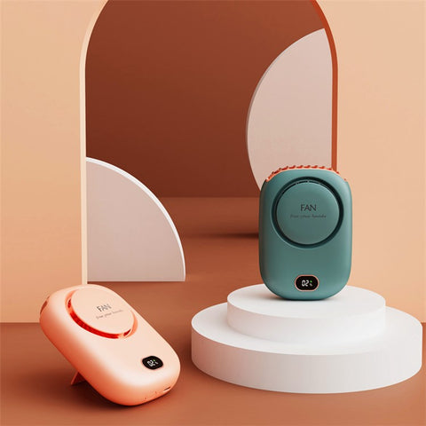 DQ203 Portable Hands-free Neck Hanging Desktop Fan with Digital Display
