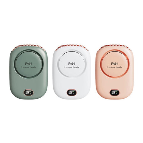 DQ203 Portable Hands-free Neck Hanging Desktop Fan with Digital Display