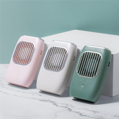 D302 Mini Portable Neck Hanging Fan USB Rechargeable Cooling Fans 3 Speeds Adjustable Air Cooler