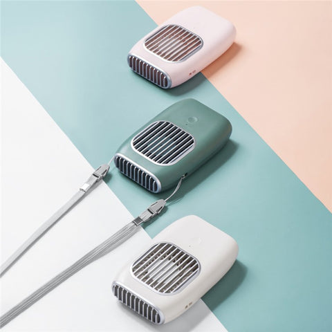 D302 Mini Portable Neck Hanging Fan USB Rechargeable Cooling Fans 3 Speeds Adjustable Air Cooler
