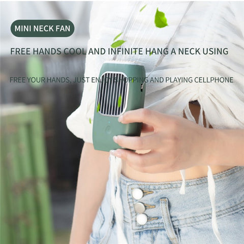 D302 Mini Portable Neck Hanging Fan USB Rechargeable Cooling Fans 3 Speeds Adjustable Air Cooler