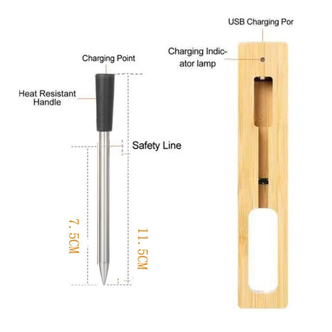 Kitchen Barbecue Thermometer Phone App Monitoring Oven Food Temperature Meter (BPA Free, No FDA)