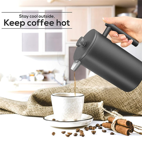 800ml French Press Coffee Maker Stainless Steel Double Walled Insulated Coffee Pot (BPA Free, No FDA)