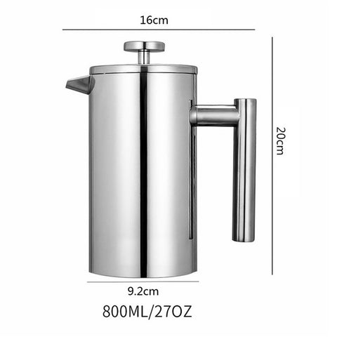 800ml French Press Coffee Maker Stainless Steel Double Walled Insulated Coffee Pot (BPA Free, No FDA)
