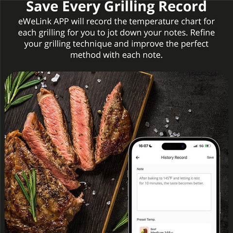 SONOFF BMT01 Meat Thermometer Bluetooth-compatible Smart APP Monitoring Barbecue Temperature Tester ( No FDA, BPA Free )