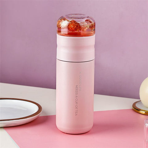 300ml Insulated Cup with Filter Tea Maker Stainless Steel Bottle with Glass Infuser Tea/Water Separation (without FDA, BPA Free)