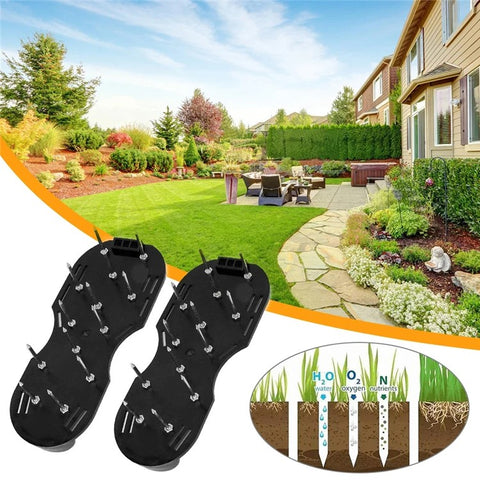 1 Pair Lawn Aerator Spikes Shoes Adjustable Straps Garden Lawn Soil Loosening Shoes
