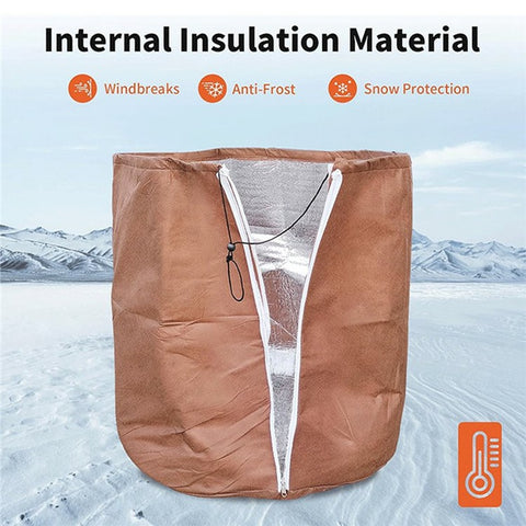 Plant Pot Cover Winter Protection Bag Frost Guard Cover with Zipper Drawstring, 45x50cm