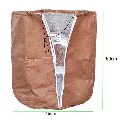 Plant Pot Cover Winter Protection Bag Frost Guard Cover with Zipper Drawstring, 45x50cm