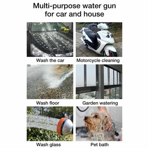 Household Car Washing Spray Nozzle High Pressure Water Spray Multiple Spray Modes Car Water Gun Cleaning Tool