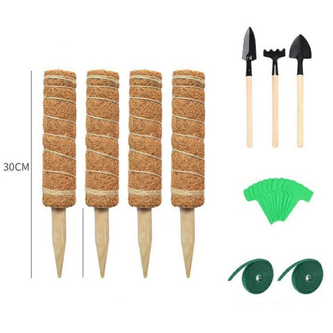 4Pcs 30cm Plant Climbing Rod Vine Climbing Coconut Palm Rod Plant Support Stick with Tools