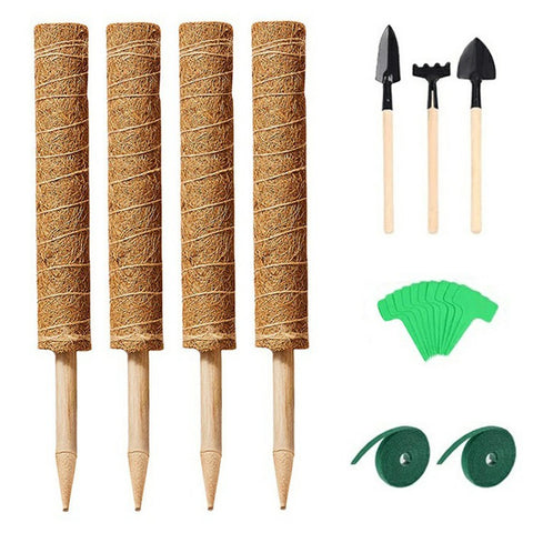4Pcs 40cm Vine Climbing Coconut Palm Rod Plant Climbing Rod Plant Support Stick with Tools