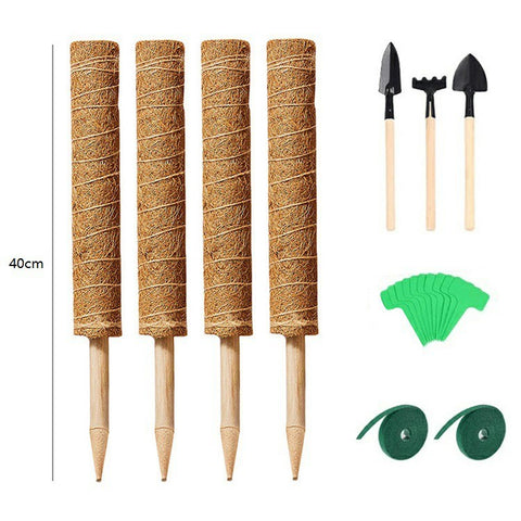 4Pcs 40cm Vine Climbing Coconut Palm Rod Plant Climbing Rod Plant Support Stick with Tools