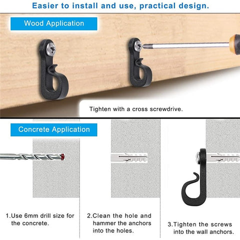 20-Pack Outdoor Hanging Plant Hooks for String Lights - Heavy-Duty Screw-In Expansion Anchors