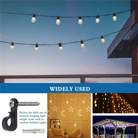 20-Pack Outdoor Hanging Plant Hooks for String Lights - Heavy-Duty Screw-In Expansion Anchors