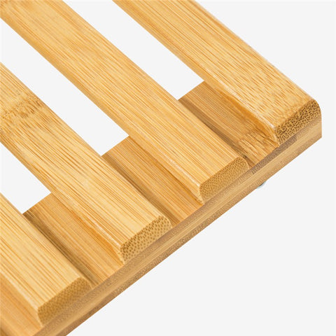 GLTPNZHJ-02 30x30cm Square Flower Pot Holder Tray with Wheels Bamboo Roller Base, Size L