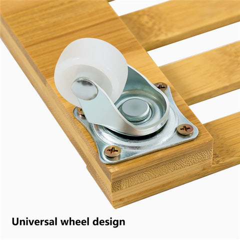 GLTPNZHJ-01 25x25cm Square Flower Pot Holder Tray with Wheels Bamboo Roller Base, Size S