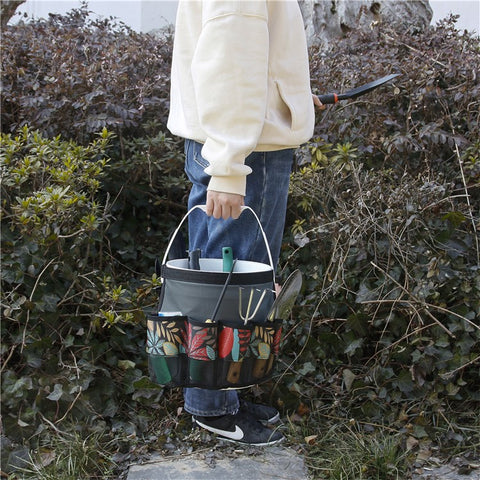829807 600D Oxford Cloth Garden Tool Storage Bag 10 Pockets Gardening Tools Bucket Bag