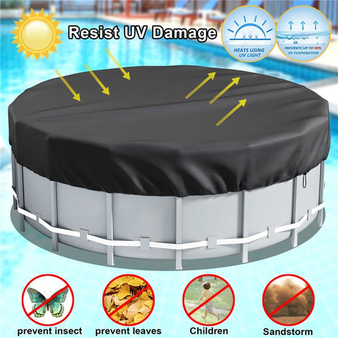 10FT Round Swimming Pool Cover 210D Oxford Cloth Solar Cover for Above Ground Pools