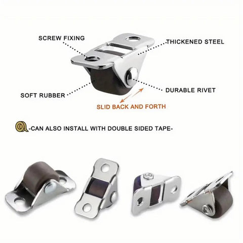 8Pcs / Set 0.5 Inch Kick Drawer Pulley Silent Directional Wheel Furniture Roller