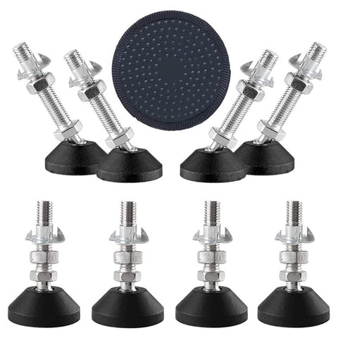 8Pcs / Set M8 Thread Furniture Foot Nylon + Carbon Steel Adjustable Leveling Feet Glide Pad