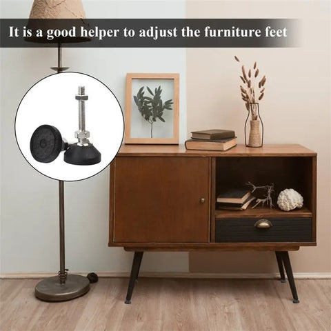 8Pcs / Set M8 Thread Furniture Foot Nylon + Carbon Steel Adjustable Leveling Feet Glide Pad