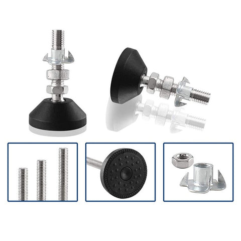 8Pcs / Set M8 Thread Furniture Foot Nylon + Carbon Steel Adjustable Leveling Feet Glide Pad