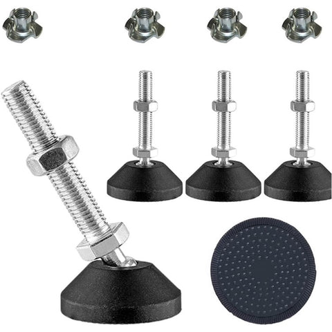8Pcs / Set M8 Thread Furniture Foot Nylon + Carbon Steel Adjustable Leveling Feet Glide Pad
