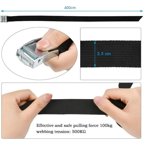 25mm Cargo Lashing PP Webbing Luggage Strap with Zinc Alloy Buckle, Length: 4m