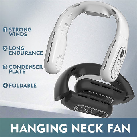 Bladeless Neck Fan 2000mAh Personal Fan with 3 Wind Speed LED Battery Display