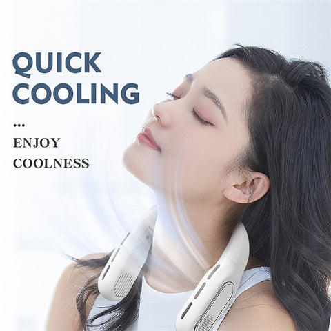 Bladeless Neck Fan 2000mAh Personal Fan with 3 Wind Speed LED Battery Display