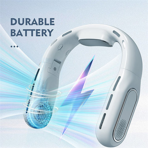 Bladeless Neck Fan 2000mAh Personal Fan with 3 Wind Speed LED Battery Display