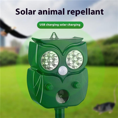 Solar Ultrasonic Animal Repeller 14 Light Beads Cat Dog Repellent Device for Mice