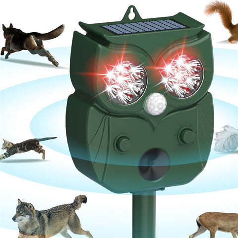 Solar Ultrasonic Animal Repeller 14 Light Beads Cat Dog Repellent Device for Mice