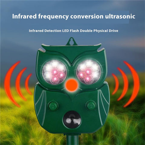 Solar Ultrasonic Animal Repeller 14 Light Beads Cat Dog Repellent Device for Mice