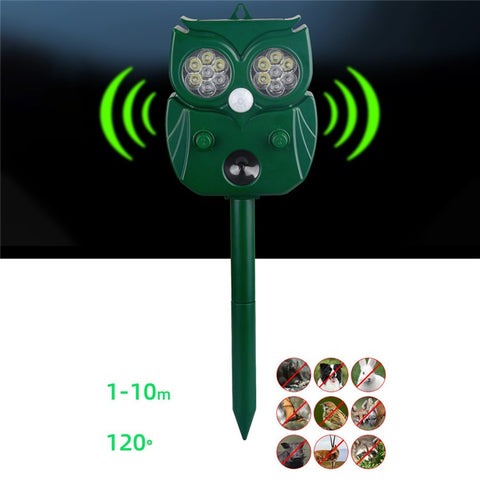 Solar Ultrasonic Animal Repeller 14 Light Beads Cat Dog Repellent Device for Mice